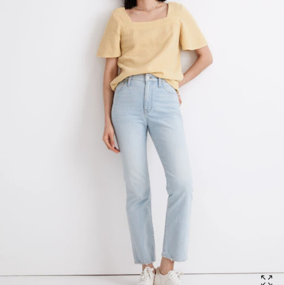 Madewell Slim Demi Boot HR Straight Leg Subtle Flare Hem Stretch Preppy Jean 30P